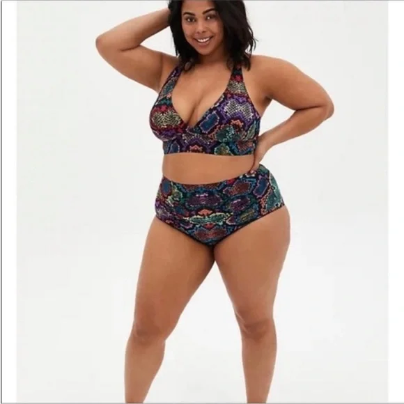 Torrid snakeprint bikini swimsuit - bottoms new no tags, top EUC - Picture 5 of 13